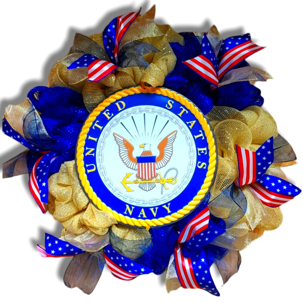 US NAVY HANDMADE DECO MESH WREATH